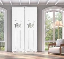 Coppia di Tende Ricamate a mano Fenice Made in Italy Misto Lino Varie Dimensioni