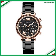 ✅ OROLOGIO DONNA ACCIAIO POLSO VINTAGE MODERNO SOTTILE RAGAZZA NERO ROSA F03b ✅