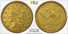 1836 $5 oro testa classica