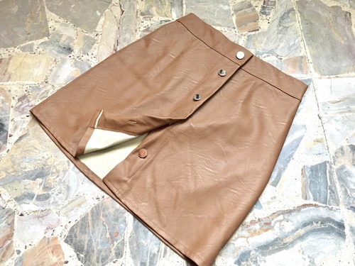 Mini gonna ecopelle ocra con - ecopelle,