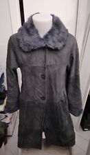 Vera pelle Giacca in renna con pelliccia usato donna woman Grigio Tg 46 XXC185L