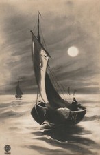 C2- Cp Cartolina Illustrata  Barca a Vela  - Fp Vg 1917