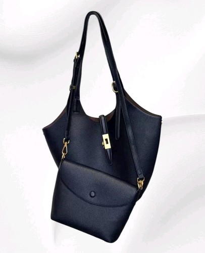 Borsa tote pelle nera oro - in,