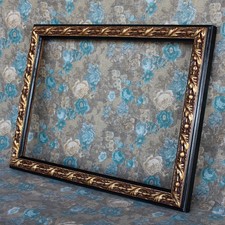 Antica Cornice STILE BAROCCO NERA e RILIEVI DORATI Epoca Primi 900 Vintage