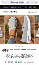 Harper & Lane Zara sneakers comfort ortopediche taglia US 11 larghe grigie