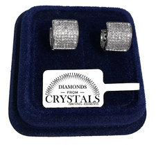 Cerchi 12mm Orecchini uomo donna pl.oro Bianco 18K con cristalli Zirconi  sv/10