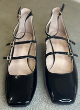 Scarpe donna ragazza bebè cinturini tacco basso nero lucido Mod. Mary Jane
