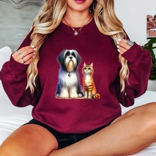 Felpa Shih Tzu cane gatto amanti animali animali donna maglione compagno