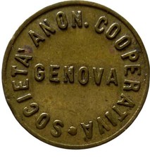GETTONE SOCIETA' ANON.COOPERATIVA GENOVA BUONO PER 1 CENTESIMO