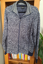 Marca Longboard. Giacca con zip in maglia blu/bianca - Uomo taglia L/42. Condizione A1