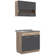 Angolo cottura senza elettrodomestici cucina componibile lavello grigio moderno Homestyle4u