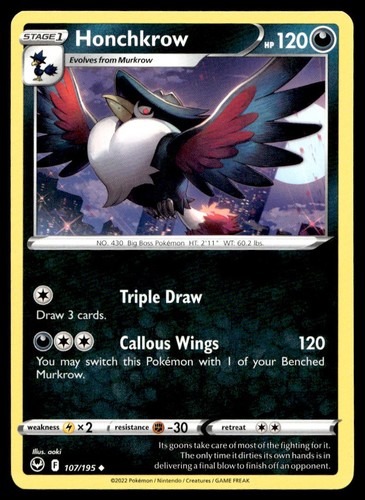 Carta pokemon honchkrow - pokemon,