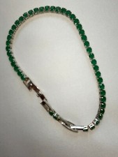 Bracciale unisex  modello tennis  con pietre in verde regolabile 