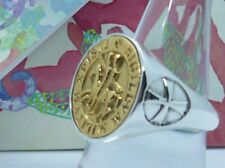 ANELLO SIGILLO TEMPLARI ARGENTO 925 E ORO RING STERLING SILVER TEMPLAR RING 