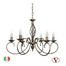 Lampadario a Sospensione Shabby chic in Ferro Battuto Giorgia Made in Italy 