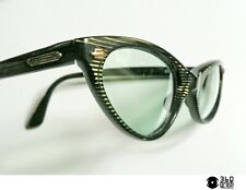 Pleasant montatura per occhiali optical striata nero trasparente vintage 1960's 
