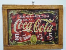 targa in legno retrò Coca-Cola quadro senza vetro cornice realizzata a mano