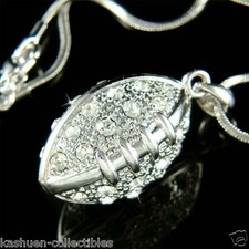 Grande 3D Americana Calcio ~ IN Swarovski Cristallo Sfera Sport Collana Ciondolo