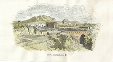 Stampa antica CIVITA CASTELLANA veduta panoramica Viterbo 1880 Old antique print