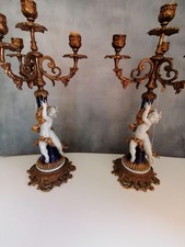Coppia di candelabri in porcellana e Bronzo degli anni 70'