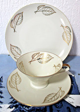 Seltmann Weiden bavaria tazza da collezione porcellana set 3 pezzi foglie d'oro TOP