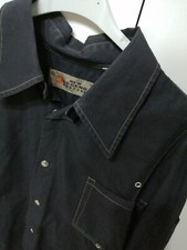 Camicia Uomo Ricamo nera cotone  L  maniche lunghe