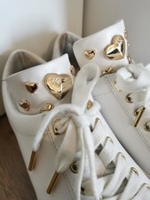 MICHAEL KORS scarpe donna Sneaker in pelle bianco BORCHIE e Cuori ORO