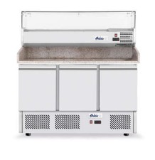 Tavolo per pizza, tre porte con vetrina refrigerata da appoggio 380+40L, Artico, 254L, 230V/400W, 1
