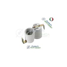 Portalampada ceramico in ceramica con staffa per attacco e14 e 14