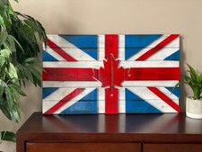 Decorazione da parete cortile Inghilterra Canada bandiera in legno Regno Unit...