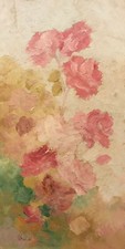 Dipinto Originale Tavoletta Fiori Natura Morta Guido Guidi cm.30 x 60