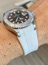 Cinturino in gomma svasata vulcanizzata BIANCO 20mm adatto per orologi Rolex ceramica Yachtmaster