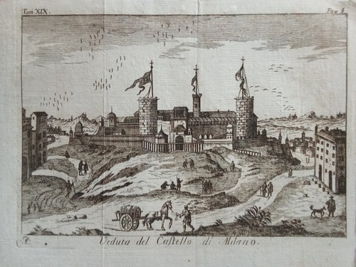 Stampa antica milano veduta - stampa,