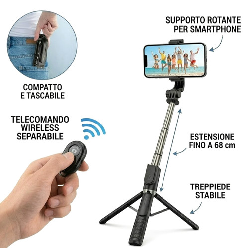 Bastone selfie stick 140cm - bastone,