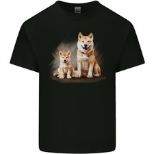 T-Shirt In Cotone Leggero Per Uomo Con Cucciolo Di Akita Inu