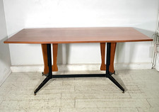 TAVOLO DA PRANZO RETTANGOLARE CARLO RATTI ANNI 50 LEGNO METALLO VINTAGE DESIGN