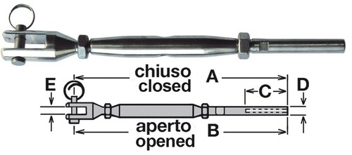 Tenditore inox per cavo - cavo, 5