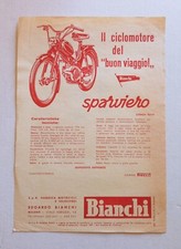 1957 Bianchi Ciclomotore SPARVIERO 49 cc - Leaflet Foglio illustrativo