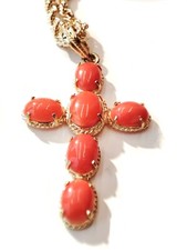 CORAL CRUCIFIX PENDANT, 18 kt