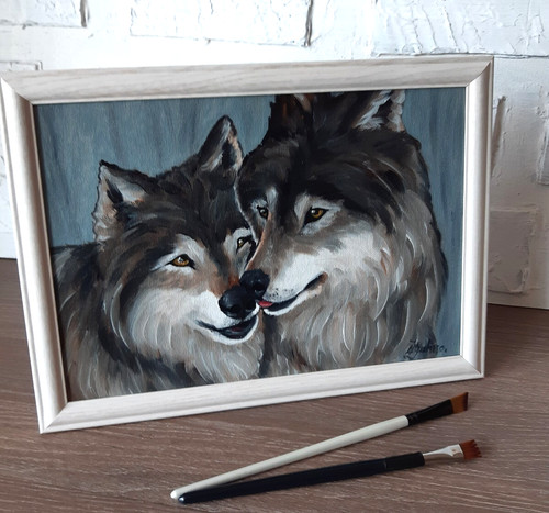 Dipinto lupo animale - , arte