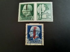 2 FRANCOBOLLI 1944 RSI PROPAGANDA DI GUERRA 25 CENT nuovo- 1,25 L.usato ling #11