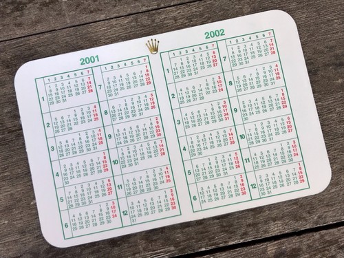 Rolex calendar 2001 2002 - rolex,