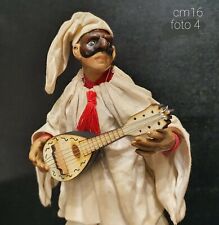 Pulcinella vestito Cm 16 Terracotta e stoffa in Stile Napoletana 700' 