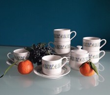 "NAJ - OLEARI" Servizio da Tè per 6 persone + zuccheriera, ceramica vintage.