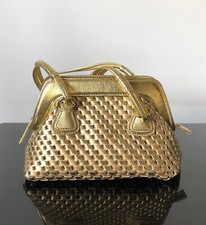 LUANA - BORSA MADE IN ITALY DORATA INTRECCIATA - INTERNAMENTE FODERATA IN STOFFA