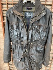 BARBOUR Jacket Parka DRYFLY Duracotton Wax Olive Green M Medium