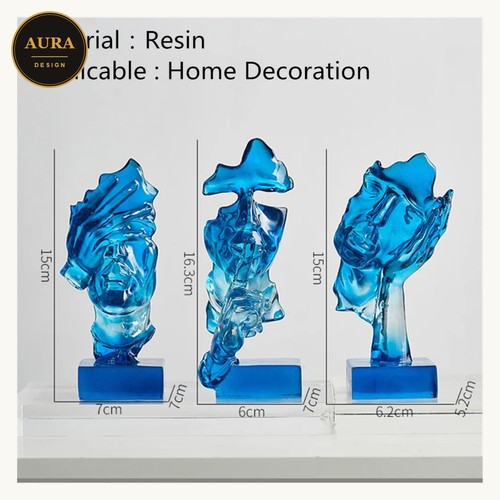 Trio sculture astratte blu - sculture,