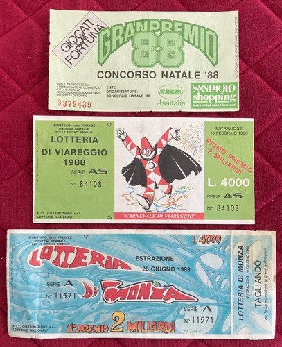 Biglietti lotterie 1988 - biglietti,