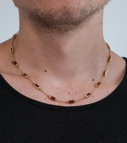 Collana uomo rubino baguette