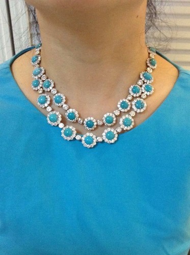 Collana blu turchese - , doppio